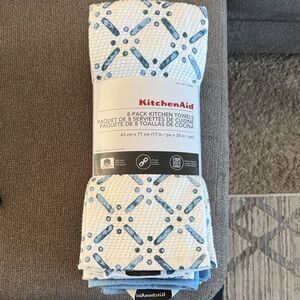 KitchenAid White and Blue Kitchen Towels Set